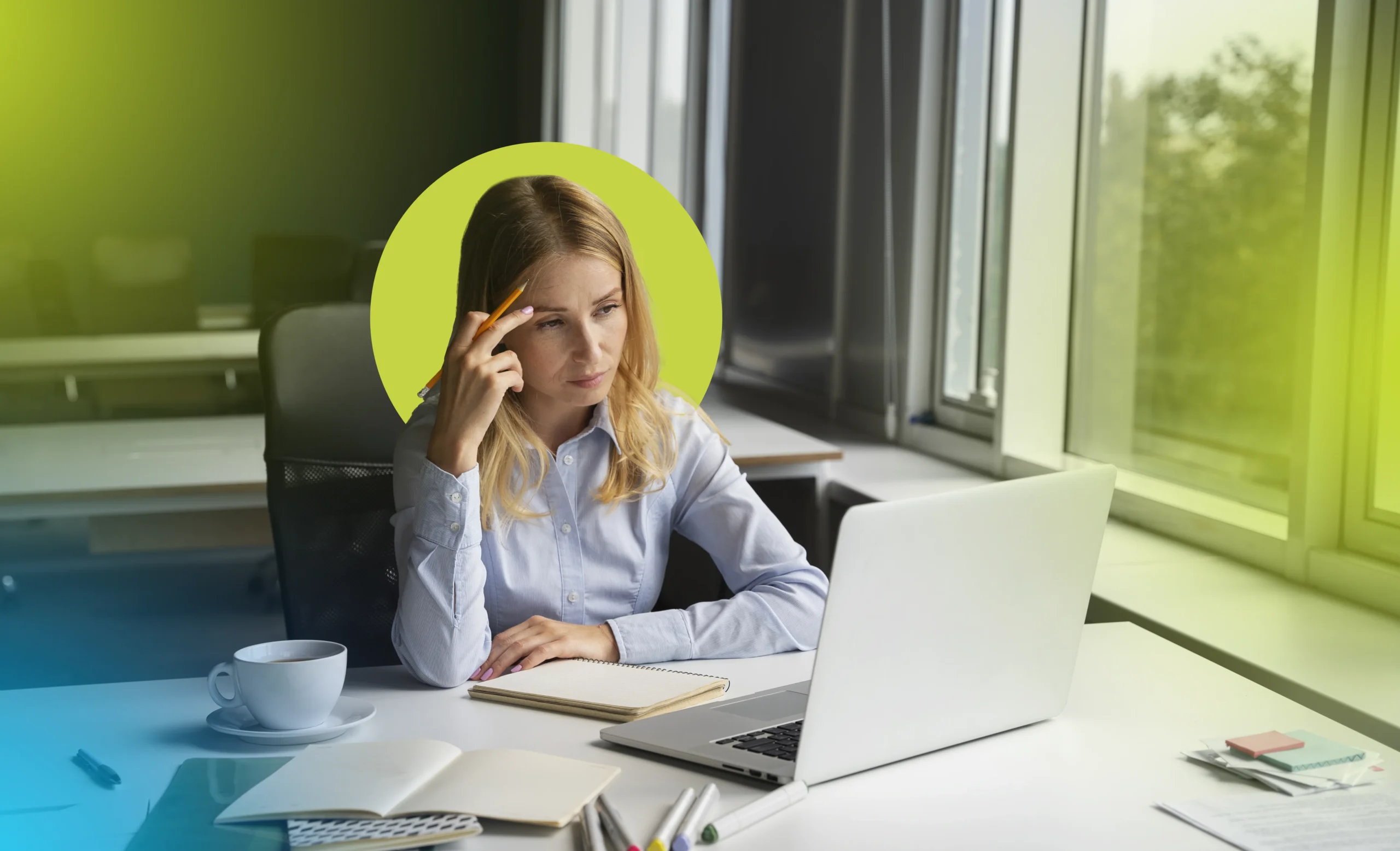 Woman thinking whether using payroll services or in-house payroll